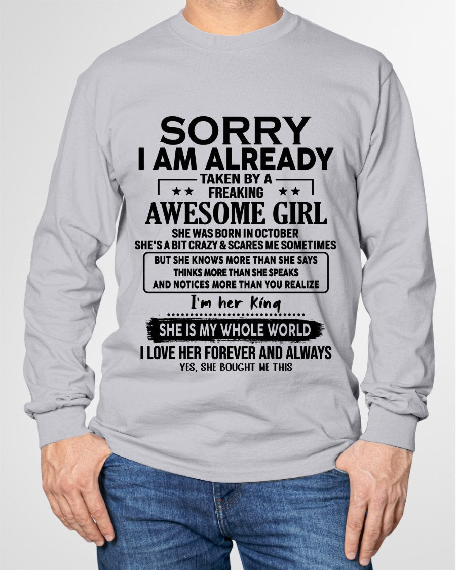 OCTOBER - I'm her born in October King T-shirt FROM Wife - TRACY10 (SKU26T-01-23-10)