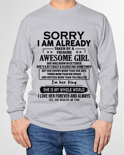 OCTOBER - I'm her born in October King T-shirt FROM Wife - TRACY10 (SKU26T-01-23-10)