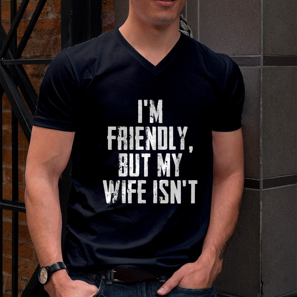 I'm Friendly But My Wife Isn't Vintage T-Shirt From WIFE - TRACY00 (SKU-TRAN-1305017)