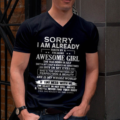July – Sorry I Am Already Taken By A Freaking Awesome Girl – Gift For Boyfriend From Wife Or Girlfriend – xuan07 (SKU12-293-07)