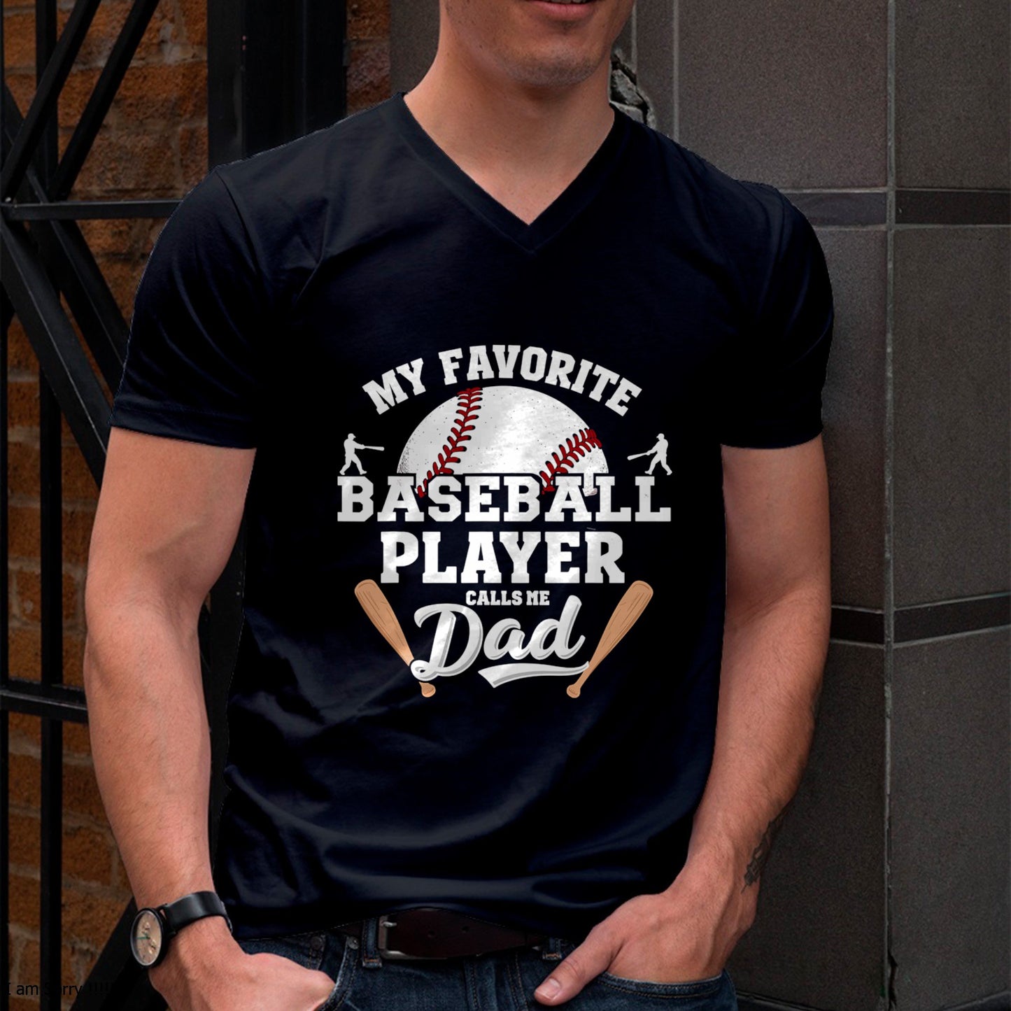 Funny My Favorite Baseball Player Calls Me Dad Father's Day T-Shirt For MAN - TRACY00 (SKU-TRAN-120510)