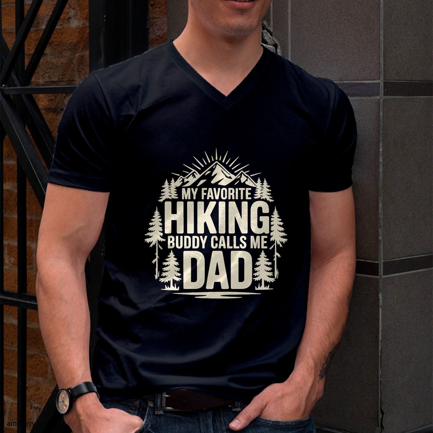 My Favorite Hiking Buddy Calls Me Dad T-Shirt For MAN - TRACY00 (SKU-TRAN-120508)