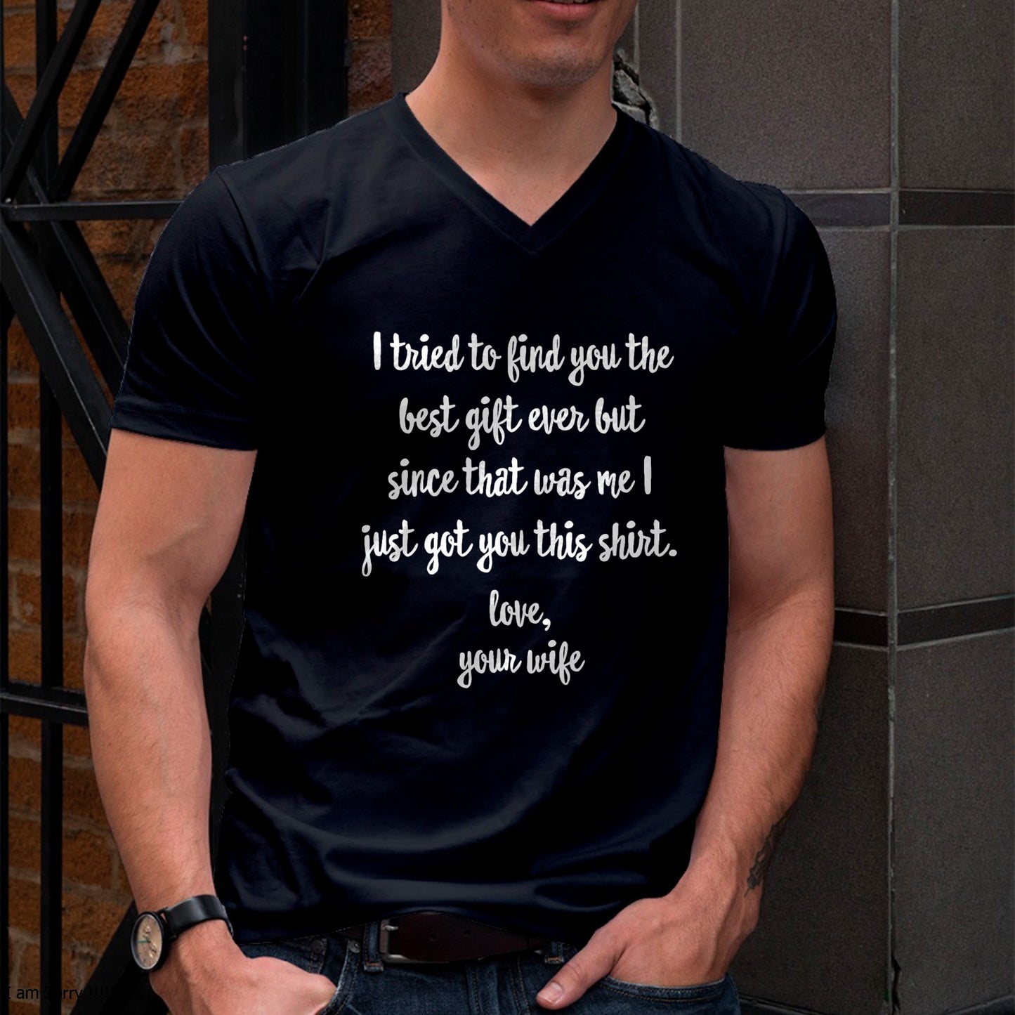 Funny Father's Day or Birthday Gift to Husband T-Shirt From WIFE - TRACY00 (SKU-TRAN-1305010)