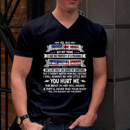 Im A Spoiled Son But Not Yours Freaking Awesome Mom USA Flag T-Shirt From MOM - TRACY00 (SKU-TRAN-120512)