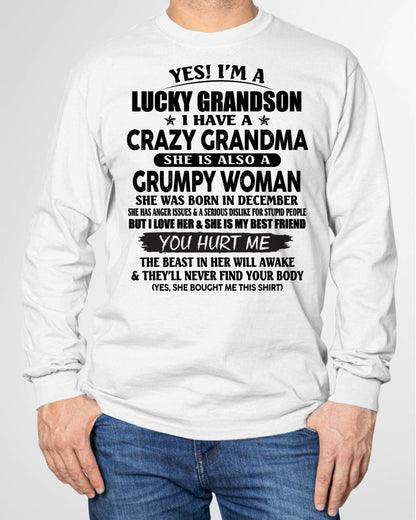 DECEMBER - LUCKY GRANDSON OF CRAZY GRANDMA -  PERFECT GIFT FROM GRANDMA - tracy12 (SKU12-113-12)