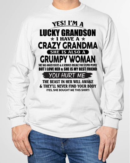LUCKY GRANDSON OF CRAZY GRANDMA -  PERFECT GIFT FROM GRANDMA - tracy00 (SKU12-113-00)