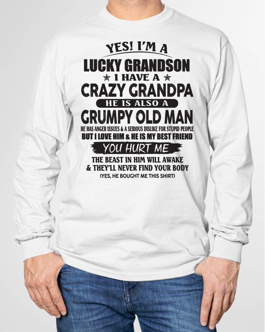 LUCKY GRANDSON OF CRAZY GRANDPA -  PERFECT GIFT FROM GRANDPA - tracy00 (SKU12-145-00)