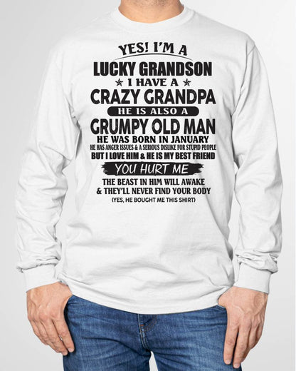 JANUARY - LUCKY GRANDSON OF CRAZY GRANDPA -  PERFECT GIFT FROM GRANDPA - tracy01 (SKU12-145-01)