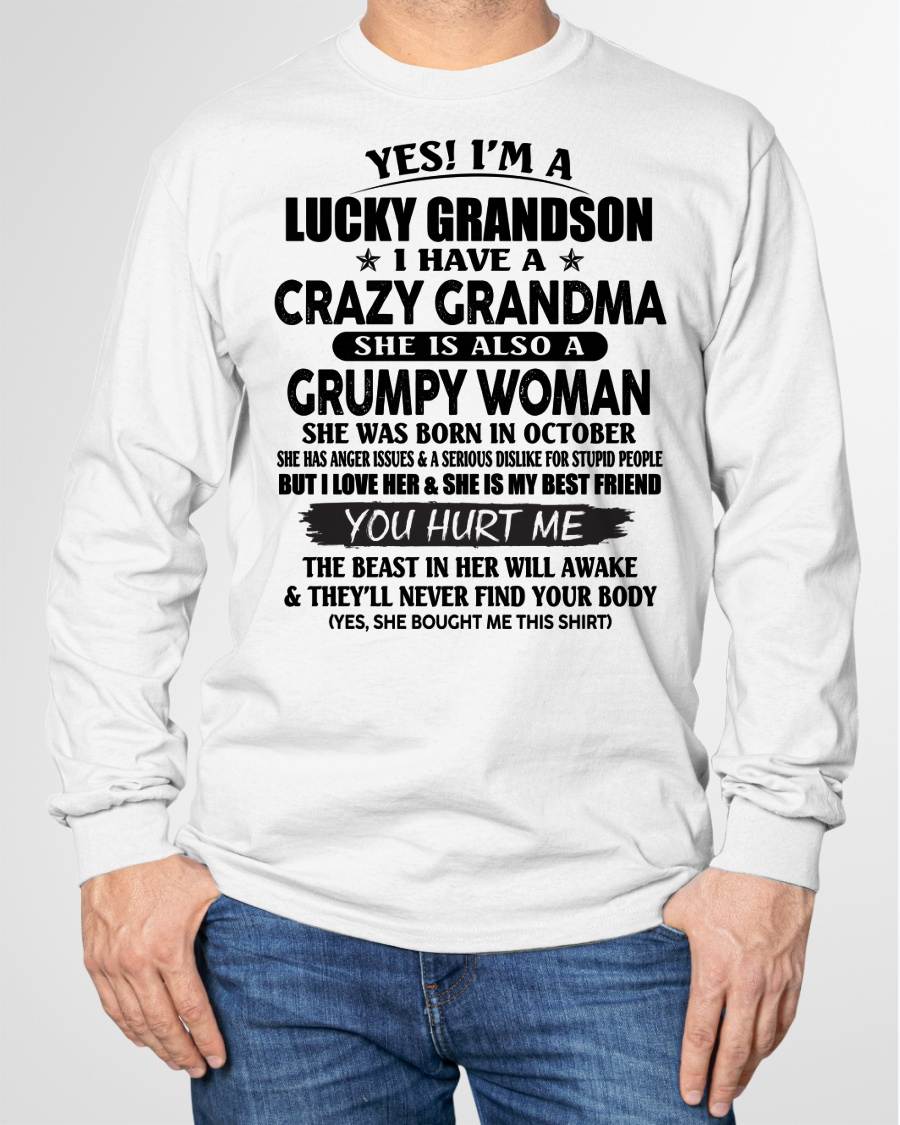 OCTOBER - LUCKY GRANDSON OF CRAZY GRANDMA -  PERFECT GIFT FROM GRANDMA - tracy10 (SKU12-113-10)