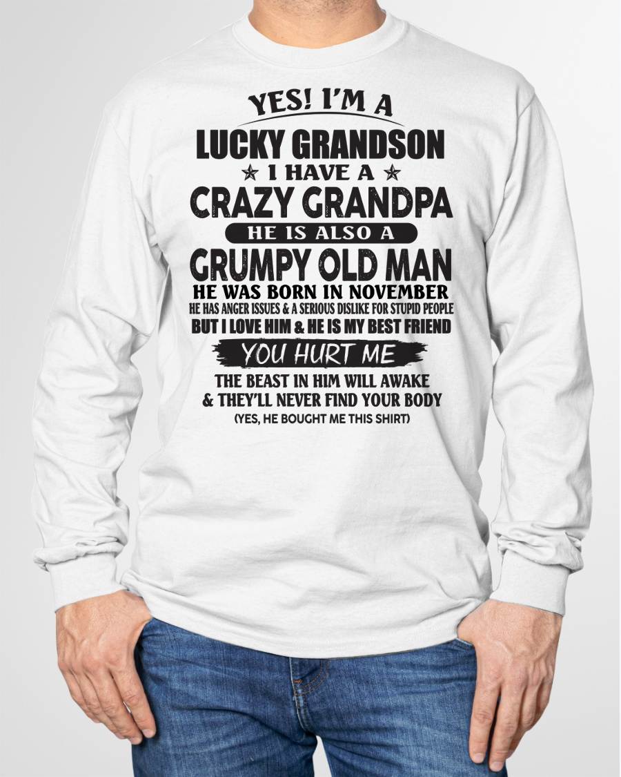 NOVEMBER - LUCKY GRANDSON OF CRAZY GRANDPA -  PERFECT GIFT FROM GRANDPA - tracy11 (SKU12-145-11)