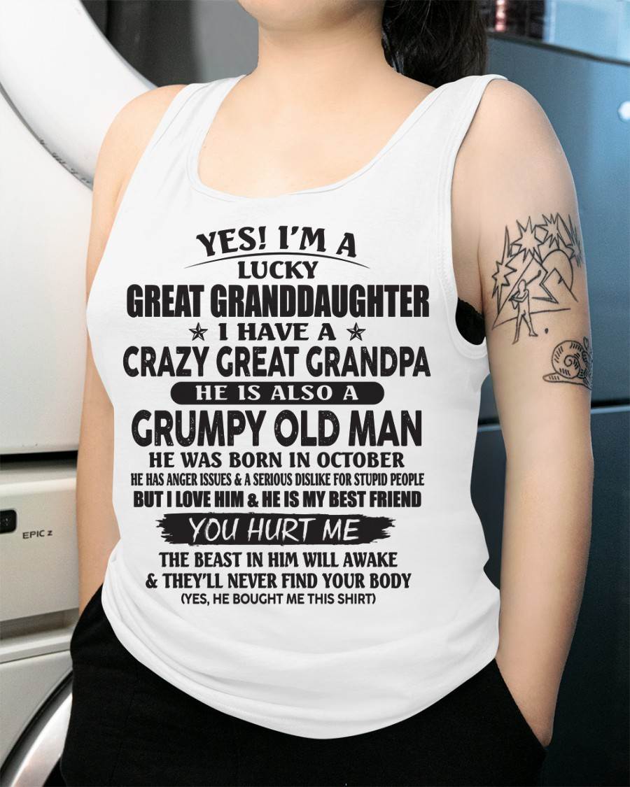 OCTOBER - LUCKY GREAT GRANDDAUGHTER OF CRAZY GREAT GRANDPA - PERFECT GIFT FROM GREAT GRANDPA - tracy10 (SKU12-287-10)