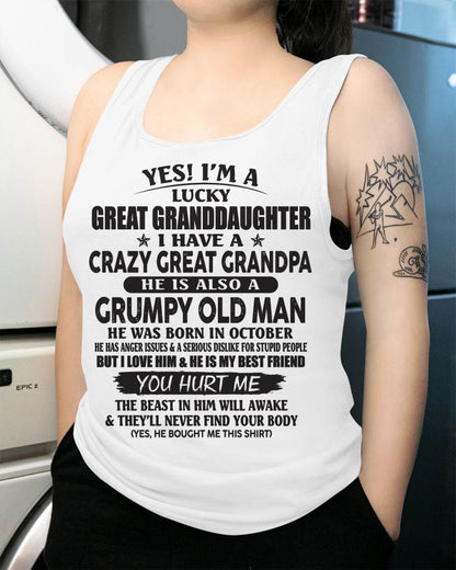 OCTOBER - LUCKY GREAT GRANDDAUGHTER OF CRAZY GREAT GRANDPA - PERFECT GIFT FROM GREAT GRANDPA - tracy10 (SKU12-287-10)