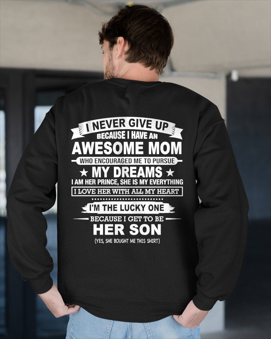 "I NEVER GIVE UP" T-shirt From MOM - TRACY00 (SKU2606-300-00)