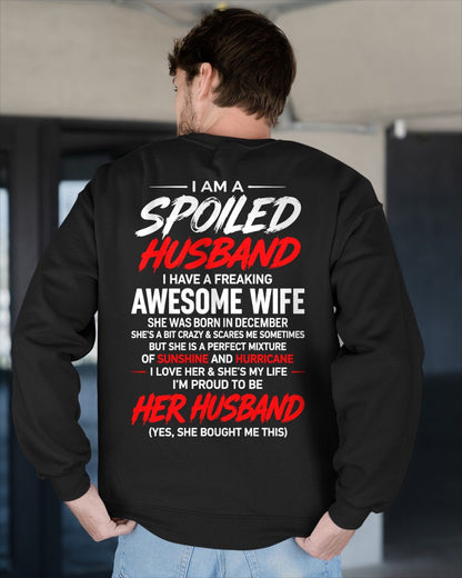 DECEMBER - SPOILED HUSBAND T-Shirt - Special gift for your boyfriend - From WIFE - TRACY12 (SKU2609-29-12)