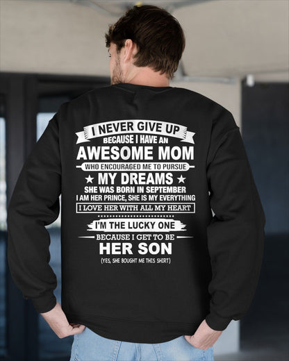 SEPTEMBER - "I NEVER GIVE UP" T-shirt From MOM - TRACY09 (SKU2606-300-09)
