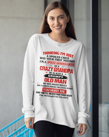 Spoiled Granddaughter of a Crazy Grandpa Shirt – Birthday Gift from Grandpa / Man - XUAN00 (SKU12-200-00)