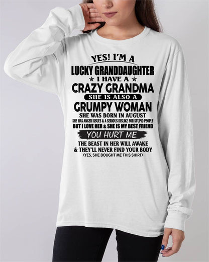 AUGUST - LUCKY GRANDDAUGHTER OF CRAZY GRANDMA - PERFECT GIFT FROM GRANDMA - tracy08 (SKU12-146-08)