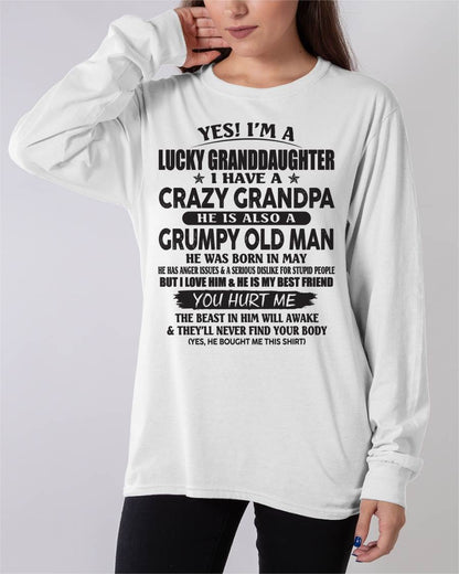 MAY - LUCKY GRANDDAUGHTER OF CRAZY GRANDPA - PERFECT GIFT FOR YOUR GRANDDAUGHTER FROM GRANDPA - tracy05 (SKU10-150-05)