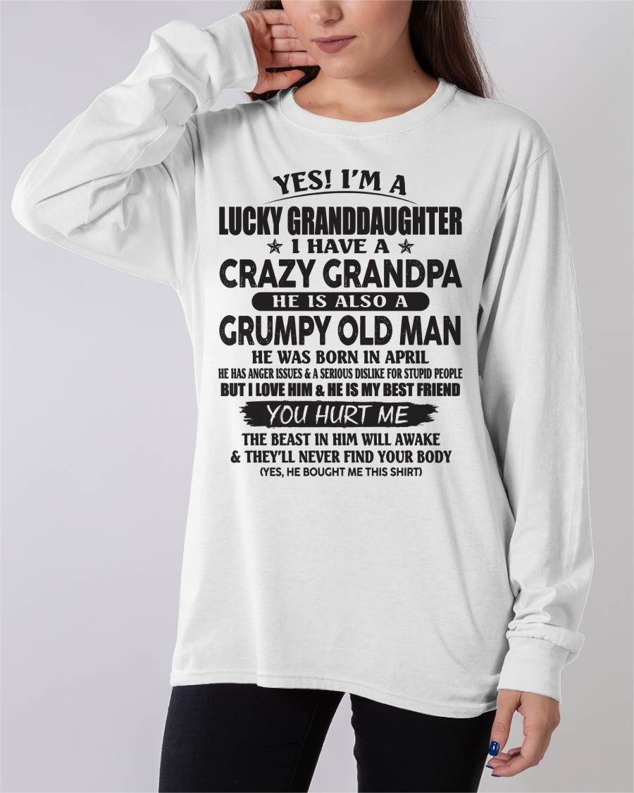 APRIL - LUCKY GRANDDAUGHTER OF CRAZY GRANDPA - PERFECT GIFT FOR YOUR GRANDDAUGHTER FROM GRANDPA - tracy04 (SKU10-150-04)