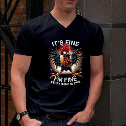 Funny Graphic Tee It's Fine I'm Fine Weird Crazy Chicken T-Shirt For MAN - TRACY00 (SKU-TRAN-160505)