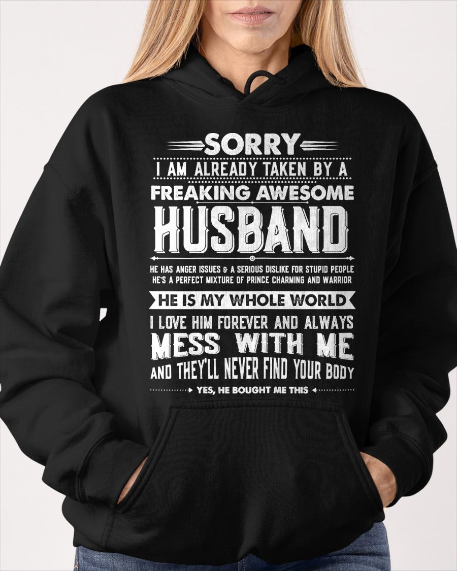 Taken by a Freaking Awesome Husband Funny Wife T-Shirt From HUSBAND - TRACY00 (SKU-TRAN-130504)
