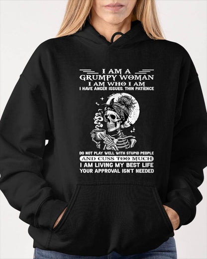 "I AM A GRUMPY WOMEN - I HAVE ANGER ISSUES AND THIN PAtracyCE " – T – SHIRT FOR WOMEN – tracy00 (SKU2607-220-00)