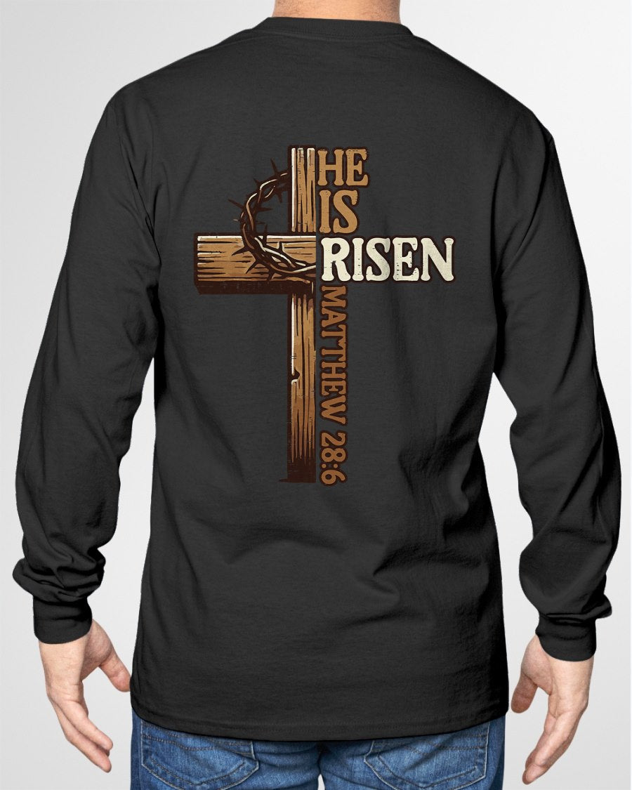 Easter Cross He is Risen Jesus Christian Men Women Kid Youth T-Shirt For MAN - TRACY00 (SKU-TRAN-180502)