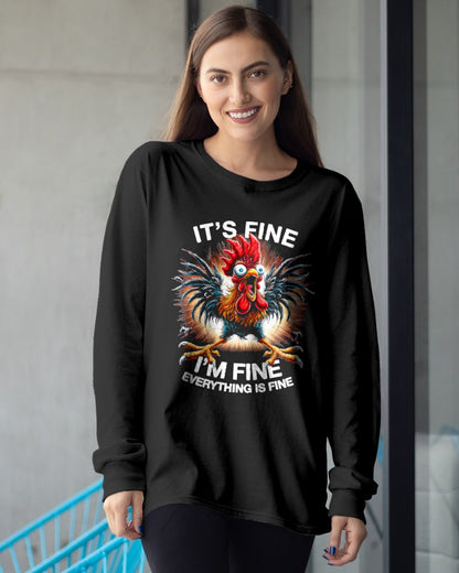 Funny Graphic Tee It's Fine I'm Fine Weird Crazy Chicken T-Shirt For WOMAN - TRACY00 (SKU-TRAN-160505)