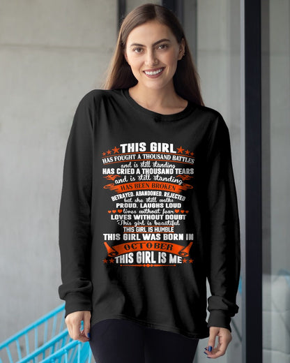 OCTOBER - HAS FOUGHT A THOUSAND BATTLES T-Shirt For WOMAN - TRACY10 (SKU2605-320-10)