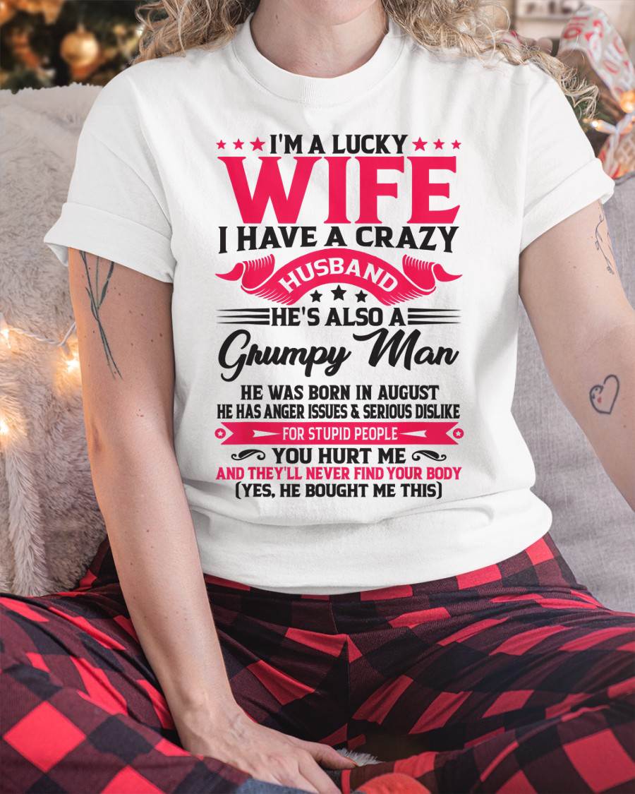 AUGUST - TO MY WIFE - I'M A LUCKY WIFE - GIFT FROM HUSBAND - tracy08 (SKU10-136-08)