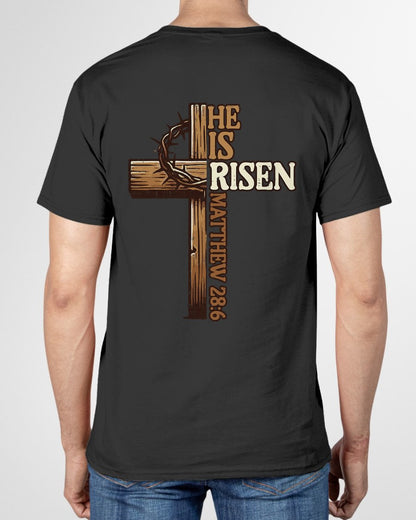 Easter Cross He is Risen Jesus Christian Men Women Kid Youth T-Shirt For MAN - TRACY00 (SKU-TRAN-180502)