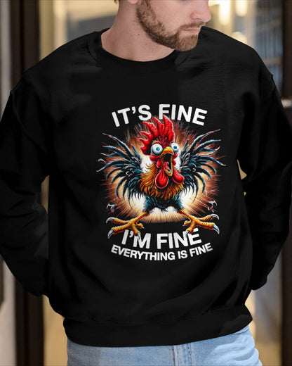 Funny Graphic Tee It's Fine I'm Fine Weird Crazy Chicken T-Shirt For MAN - TRACY00 (SKU-TRAN-160505)