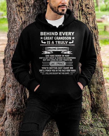 MAY - BEHIND EVERY GRANDSON for Grandson T-Shirt From GRANDMA - TRACY05 (SKU2606-102-05)