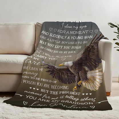Perfect Blanket Gift Christmas Valentines Birthday Gifts for GRANDSON - From GRANDMA