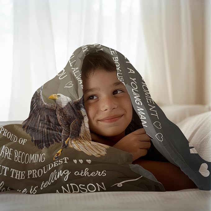 Perfect Blanket Gift Christmas Valentines Birthday Gifts for GRANDSON - From GRANDMA