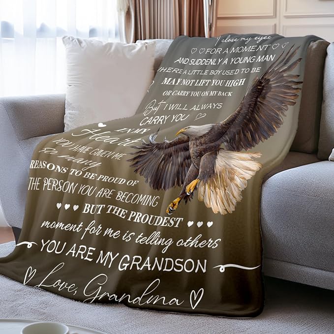 Perfect Blanket Gift Christmas Valentines Birthday Gifts for GRANDSON - From GRANDMA