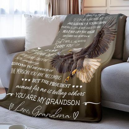 Perfect Blanket Gift Christmas Valentines Birthday Gifts for GRANDSON - From GRANDMA