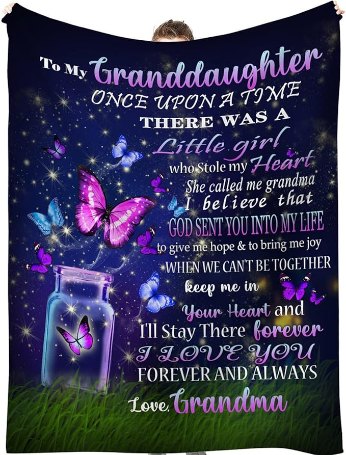 Perfect Blanket Gift Christmas Valentines Birthday Gifts for GRANDDAUGHTER Girls - From GRANDMA