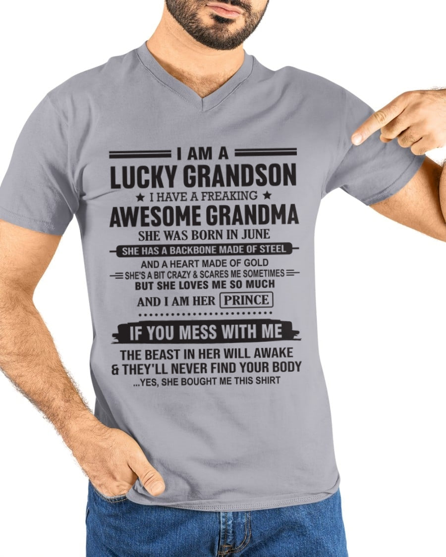 I Am A Lucky Grandson T-Shirt – Birthday Gift From June Grandma / Woman - tracy06 (SKU11-29-06)