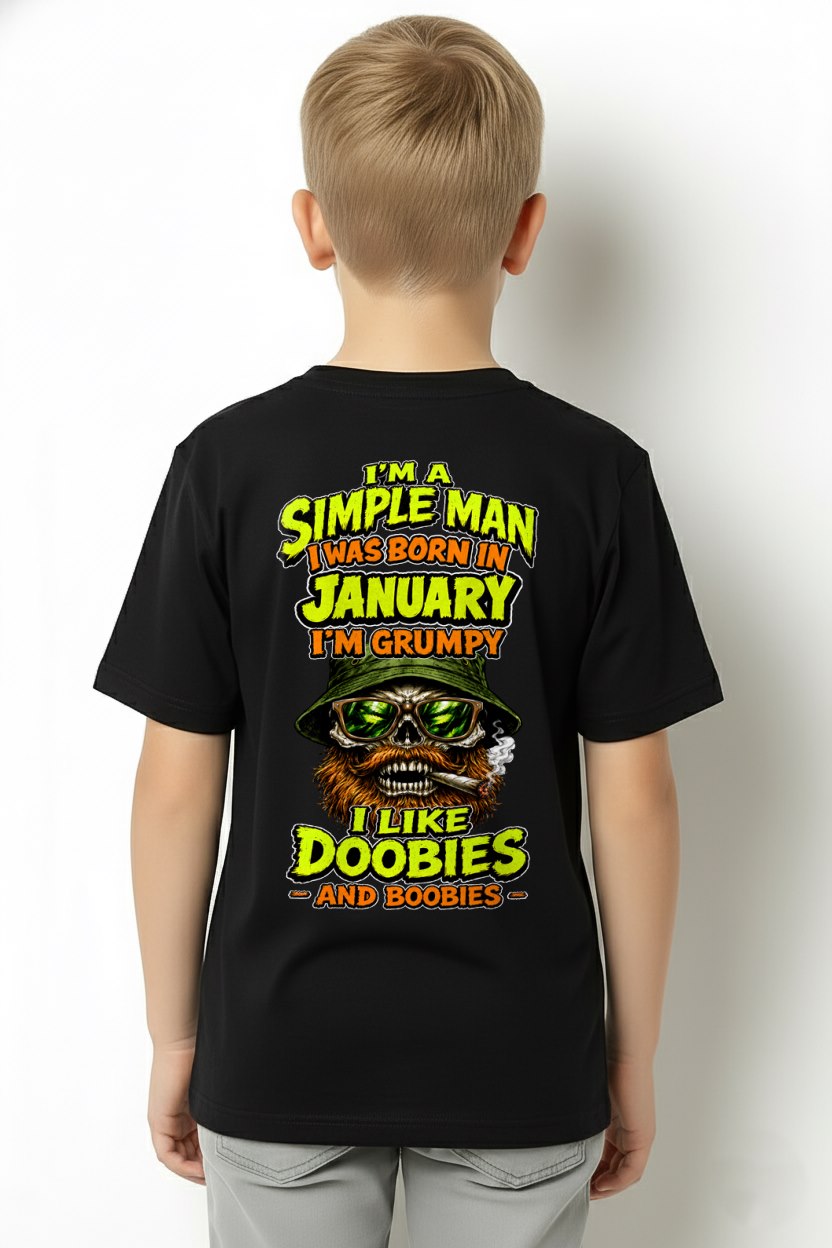 JANUARY - I'M A SIMPLE MAN - Birthday T-Shirt For MAN - TRACY01 (SKU2608-393-01)