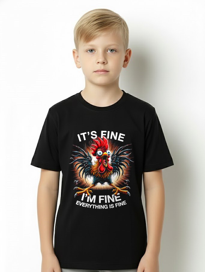 Funny Graphic Tee It's Fine I'm Fine Weird Crazy Chicken T-Shirt For MAN - TRACY00 (SKU-TRAN-160505)