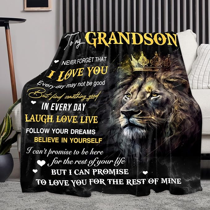 Perfect Blanket Christmas Graduation Birthday Gifts Presents Blanket for GRANDSON - From GRANDMA/GRANDPA