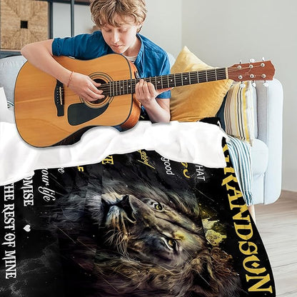 Perfect Blanket Christmas Graduation Birthday Gifts Presents Blanket for GRANDSON - From GRANDMA/GRANDPA