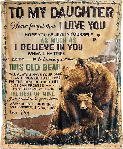 Perfect Blanket Gift Brown Bear Blanket - Blanket To Your DAUGHTER - From DAD