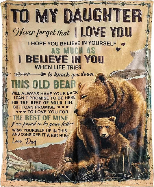 Perfect Blanket Gift Brown Bear Blanket - Blanket To Your DAUGHTER - From DAD