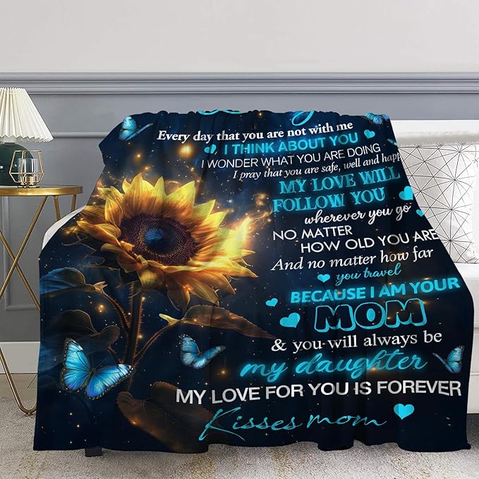 Perfect Blanket Gift Christmas Valentines Mothers Day Graduation Birthday Gifts for DAUGHTER Girls - From MOM (SKU2607-213)