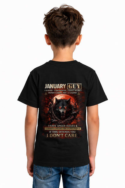 JANUARY - I DON'T CARE born in JANUARY T-shirt For MAN  - TRACY01 (SKU2602-163-01)