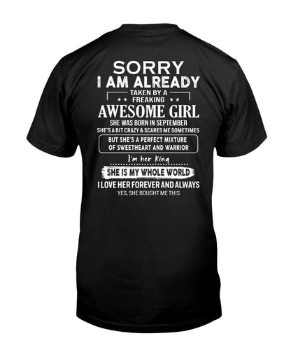 September - Awesome girl - Perfect gift for your boyfriend - (SKU04-86-09) - From Wife tracy09