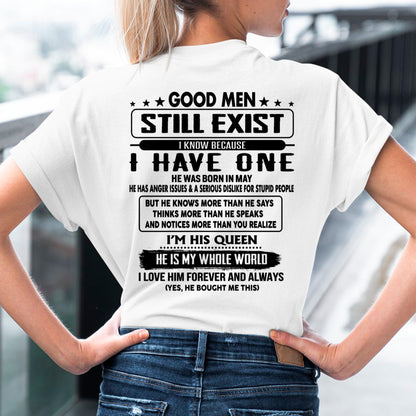 May - Good men Still Exist - gift for your girlfriend, wife from Husband - tracy05 (SKU-GMSAU-05)