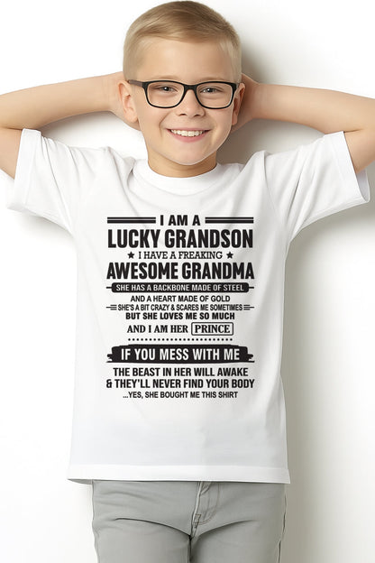 I Am A Lucky Grandson T-Shirt – Birthday Gift From Grandma / Woman - tracy00 (SKU11-29-00)